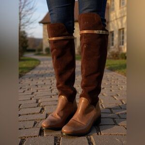 Vintage Italian Leather & Suede Riding Boots Women’s 39 Brown Equestrian Tall